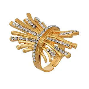Memoir Rose Gold plated, CZ imitation diamond, free size fashion finger ring women wedding