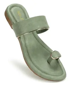 PARAGON K6017L Women's Sandals | Stylish Slip on Flats with Cushioned Soles | Trendy Lightweight Durable & Comfortable Fashion Slippers for Outdoor Use Green