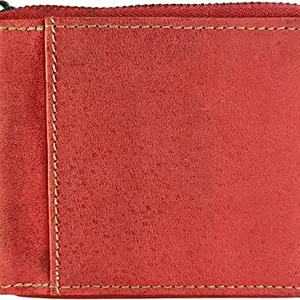 Young Arrow Men Casual Red Genuine Leather Wallet (4 Card Slots)