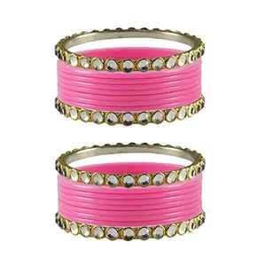 Vidhya Kangan Bangle Set for Women (Pink) (ban4092-2.14)