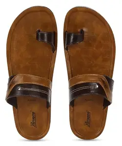 PARAGON PUK2222G Slippers for Men | Comfortable, Breathable & Durable Sandals with Soft Cushioned Footbed | Easy Wear Slip On | Ideal for Outdoor Use Tan - Brown