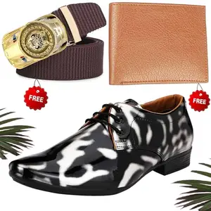 Fashionable Formal Shoes/Party Shoes/Shoes Combo with Free Wallet & Belt for Men and Boys (BAZAAR6269_RT-Tan-101) Multicolor