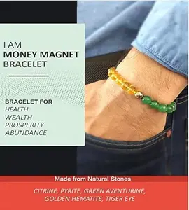 Money Magnet Bracelet Natural Tiger's Eye Green Aventurine Crystal Pyrite Malachite Amethyst Citrine Bracelet Beads Size 8mm