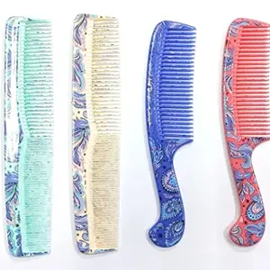 Maple Combo Dressing Detangling Handle Printed Hair Comb For Women,Men (Multicolour), Imported, Pack of 4