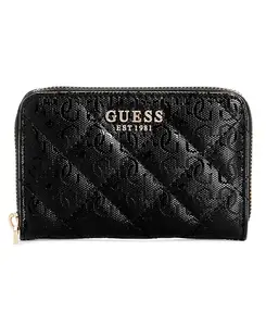 GUESS Black Textured Laurel Zip Around Medium Wallet