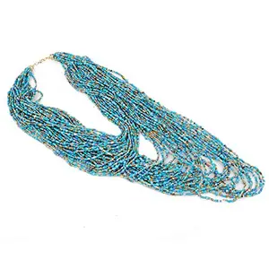 Shashwani Blue Multi Layer Beads Necklace-PID28913