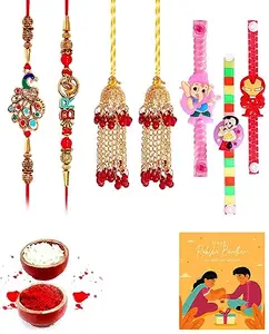 Clocrafts Bhaiya Bhabhi and Kids Rakhi Set/Rakhi For Brother and Bhbhi - 2BB3KS161