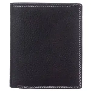 BLU WHALE Genuine Leather Brown Men's Wallet with Border