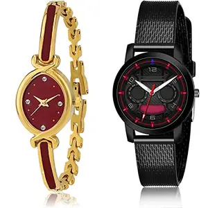 NEUTRON Unique Analog Red and Black Color Dial Women Watch - G122-(59-L-10) (Pack of 2)