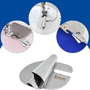 QUTEX 5mm Hemming Folder for Industrial Sewing Machines - Heavy Duty Rolled Hem Presser Foot Attachment for Juki Jack Singer Kit