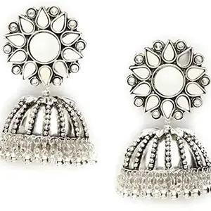 Vembley Metal Oxidized Silver Stud Jhumki Earrings For Women and Girl