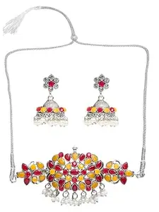 Yellow Maroon Choker Necklace for Women, Stylish Jewelry with a Unique Color Combination and Elegant Design