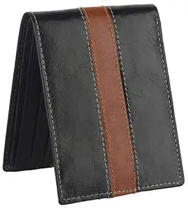 Vihaan Men Black Original Leather Wallet 6 Card Slot 2 Note Compartment