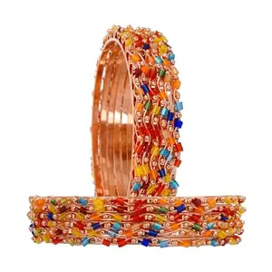 Rose Gold Multicolour Bangles For Women - Set of 12 (2.6)