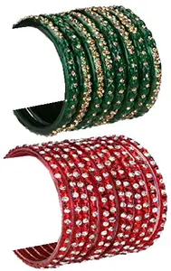 Colorful Glass Bangles/Kada Set Combo Ornamented with Colourful Chips & Beads_Bridal1107 (AkBang2-APP1.b_bang)