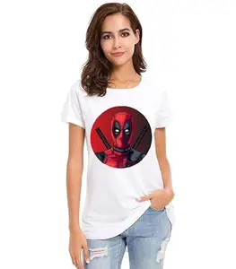 Epiko Loose Fit Deadpool Cartoon Oversize Women Halfsleeve Round Neck Tshirt | Stylish Trendy Top for Women
