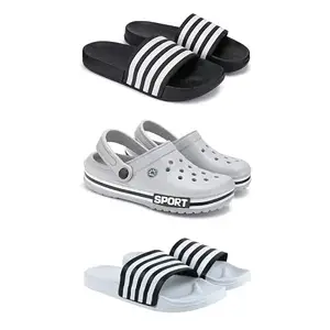DRACKFOOT Lightweight Classic Slider || Sandals with Clogs for Men-COMBO(3)_G-3024-3016-3026-9