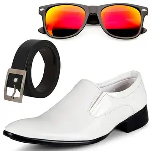 Vitoria Stylish & Trendy Men Formal Shoes with Free Belt & Unisex Red Wyfer Sunglasses Combo/7