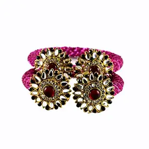 MAYA FASHION Pink Stone Acrylic-Brass Bangle With Very Extra Large Size Elegant Extra Large Size Bangle | Perfect Fit for Plus Size banglesTrendy and Comfortable Fit for woman and girls | (Sku-ban1308)