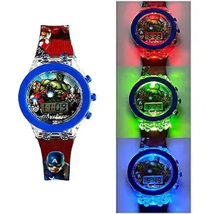 D.k 11 Super Hero Picture ( Photo) Watch for Boys. 7 Color Led Disco Glowing Light Digital Watch for Kids Digital boy | Boys Watch 3 - 5 10 15 Year Kids Gift. ( Watch )