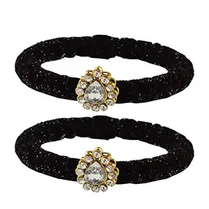 MAYA FASHION Black Stone Brass Bangle With Very Extra Large Size Elegant Extra Large Size Bangle | Perfect Fit for Plus Size banglesTrendy and Comfortable Fit for woman and girls | (Sku-ban2172)