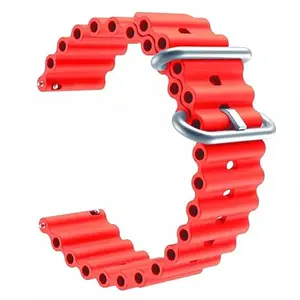 AONES 20mm Ocean Silicone Watch Bands Compatible for Noise Evolve 2 Watch Strap Red