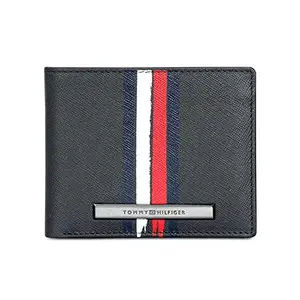 Tommy Hilfiger Moxen Men Leather Slimfold Wallet Navy