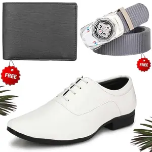 Attractive Trendy Formal Shoes/Party Shoes/Shoes Combo with Free Wallet & Belt for Men and Boys (BAZAAR5032_VTOR-BLK-1006) Multicolor