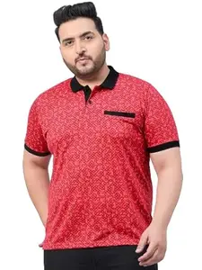 AUSTIVO Men Half Sleeve Printed Polo T-Shirt4676A_4XL Red