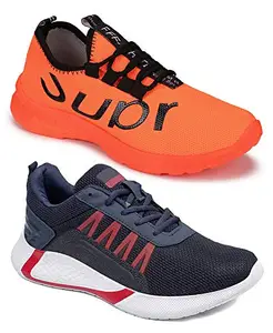 Shoefly Multicolor Men's Casual Sports Running Shoes 10 UK (Pack of 2 Pair) (2A)_9216-9311