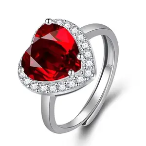 MYKI Jewel-like radiance Heart Solitaire Adjustable Ring For Women & Girls