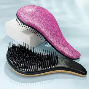 BlackBoss Lovely Hair Comb For Blow Drying, Styling, Curling, Detangling With Shiny Glitter Comfortable Grip For Kids, Women & Men SB2 (Pink)