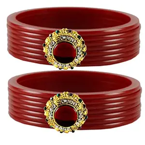 MAYA FASHION Maroon Stone Acrylic-Brass Bangle With Very Extra Large Size Elegant Extra Large Size Bangle | Perfect Fit for Plus Size banglesTrendy and Comfortable Fit for woman and girls | (Sku-ban1762)