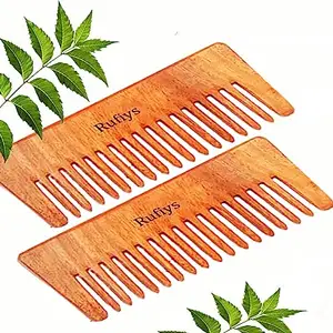 Rufiys Neem Wooden Comb for Women Men & Kids | Neem Wood Comb for Hair Growth | Wide Tooth Detangle Hair comb | Dandruff Comb