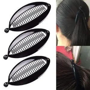 ayushicreationa Fish Shape Hair Claw Clips Banana Clips Barrettes Hairpins Hair Accessories Flexible Ponytail Holder Interlocking Hair Styling Clips Black 3 Pieces