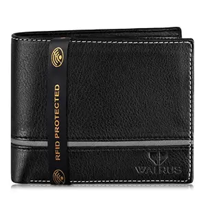 Walrus Duke-III Black Leather Men Wallet with RFID Protection