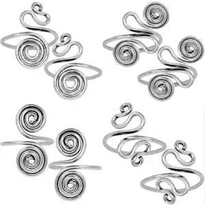 VAMA FASHIONS Trendy Oxidized Antique Adjustable Germen Silver Plated Oxidised Toe Rings Metti Mettelu Bichiya Jodvi Bichua Leg Ring Set For Women