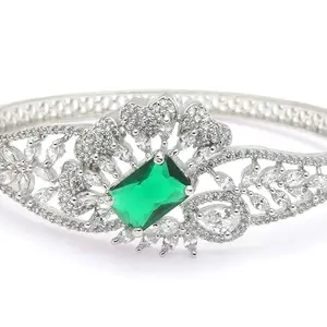 Silver Metallic Bracelet crafted with Green AD
