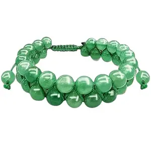 Lady Works Natural Emerald Threaded Double Layer Bracelet 8mm Round Smooth Beads Emerald Adjustable Thread Bracelet. Unisex Macrame Yoga Bracelet.|LW_TDBR_0092