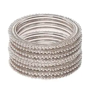 OOMPH Jewellery Combo of 8 Oxidised Silver Bangle Set for Women & Girls Stylish Latest - Size 2.6 (2P-BBA3_AMR1)