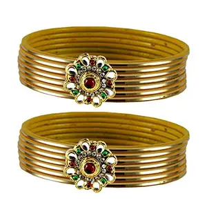 MAYA FASHION Golden Stone Brass Bangle Elegant Extra Large Size Bangle | Perfect Fit for Plus Size banglesTrendy and Comfortable Fit for woman and girls | (Sku-ban1903)
