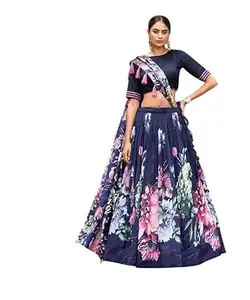 Women's Floral & Patola Print With Foil Work Dolla silk Lehenga Choli Whit Unstitched Blouse | Designer Ethnic Wear Semi Stitched Wedding Special Foil Work Lehenga Choli