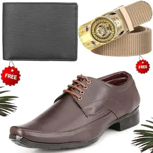 Fashionable Formal Shoes/Party Shoes/Shoes Combo with Free Wallet & Belt for Men and Boys (BAZAAR4905_VTOR-BLK-1005) Multicolor