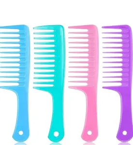 Wide-Tooth Detangling Hair Comb Set, 4 Pack, MULTICOLOUR
