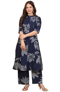 rytras Women Pure Cotton Printed A-Line Kurta Set with Palazzo pants|Ethnic wear|Kurti Suit Set for Women