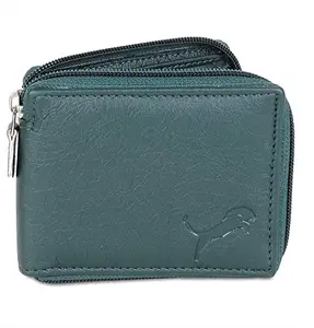 WILD EDGE Artificial Leather Wallet with Zip Closure and Solid Design for Men - Versatile Leather Men's Wallet (Turquoise)