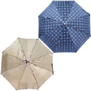 Rainpopson 3 Fold Color Umbrella for Women Stylish & Men 3 Fold Combo (Multicolour) - Set of 2 (FR_177)