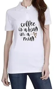 Coffee is Hug (BLK) White Women Polo T-Shirt