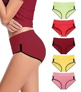 DIVING DEEP Panties for Women | High Waist Panty for Girl | Cotton High Waist Full Coverage Panty | Soft, Breathable & Comfortable Daily Underwear | Full Stretchable Hipster Briefs | Pack of 5