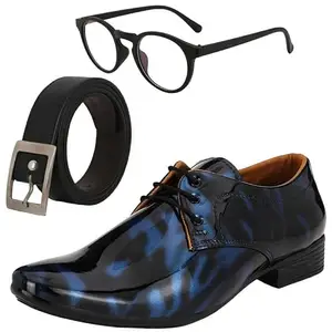 Vitoria Stylish Men Formal Shoes with Free Belt & Unisex Selfi Black Frame Sunglasses Combo/7